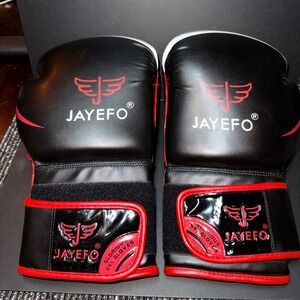 Jayefo Boxing Gloves Unisex 16 oz Black Red NEW Glorious Gel Dual Strap Training